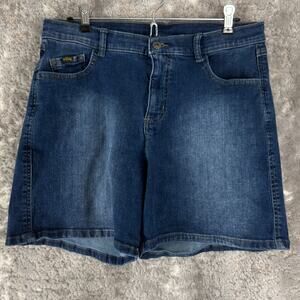 Kuhl Size 10 Stretch Cotton Blend Jean Shorts Denim Blue Button Zip Pocket